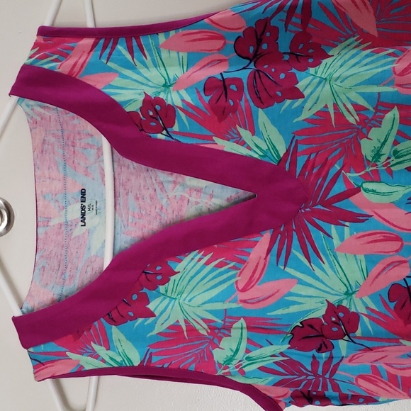 Lands' End Cotton Jersey Sleeveless Tropical Print SwimSuit Cover-up Size M/L - Picture 5 of 10